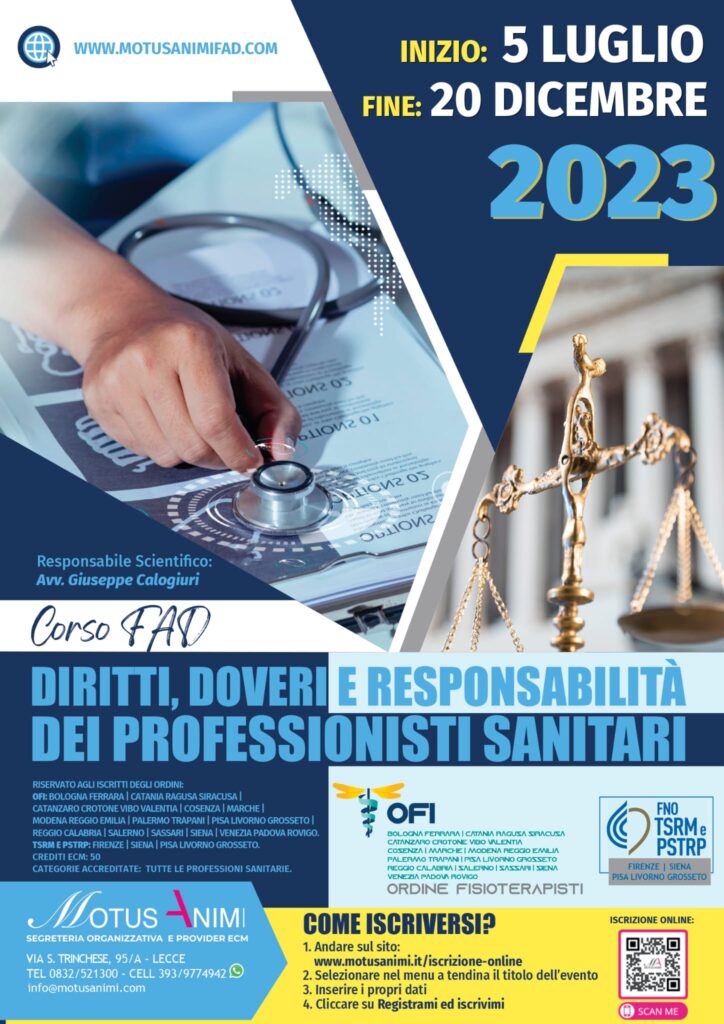 Diritti, doveri e responsabilità dei professionisti sanitari: il nuovo corso FAD gratuito di 50 ECM